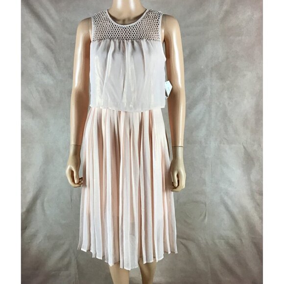 MAISON JULES Crochet-Yoke Pink Shimmer Dress NWT SMALL - Picture 8 of 9